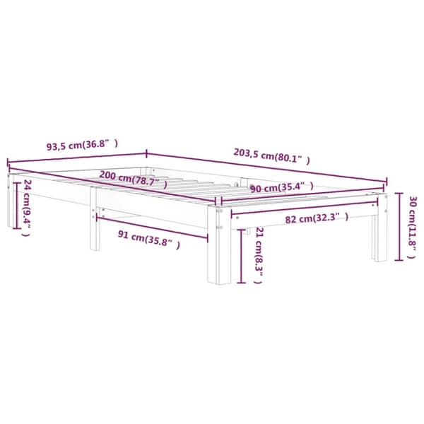 Senge & sengeramme - Living sengeramme 90x200 cm massivt fyrretræ hvid