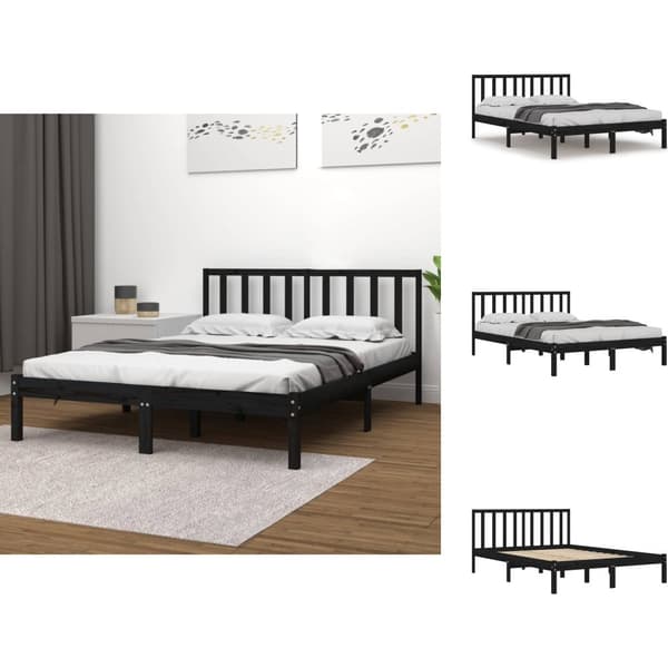 Senge & sengeramme - Living sengeramme 200x200 cm massivt fyrretræ sort