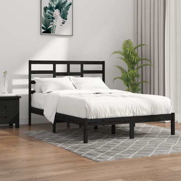 Senge & sengeramme - Living sengeramme 140x190 cm massivt træ sort