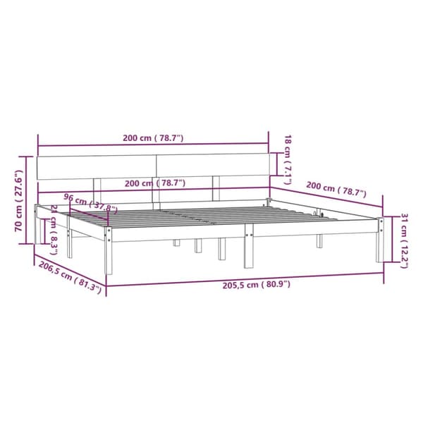 Senge & sengeramme - Living sengeramme 200x200 cm massivt fyrretræ