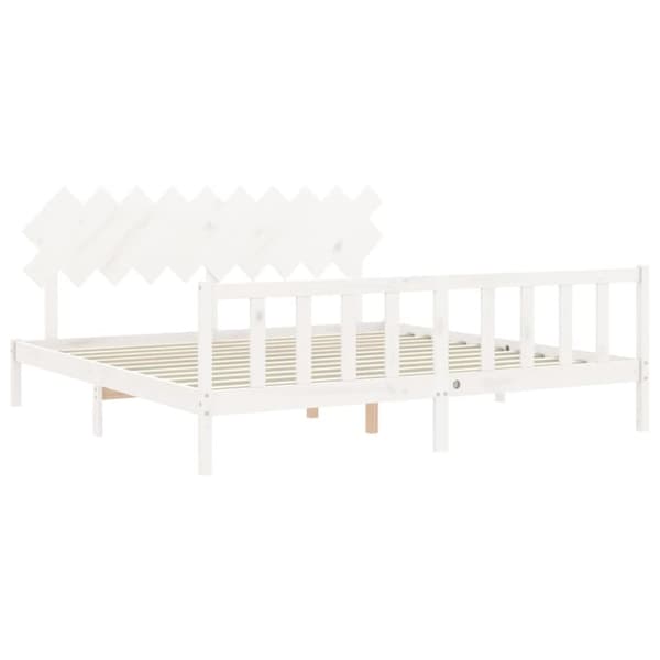 Senge & sengeramme - Living sengeramme med sengegavl 200x200 cm massivt træ hvid