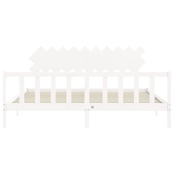 Senge & sengeramme - Living sengeramme med sengegavl 200x200 cm massivt træ hvid