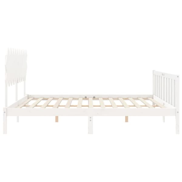 Senge & sengeramme - Living sengeramme med sengegavl 200x200 cm massivt træ hvid