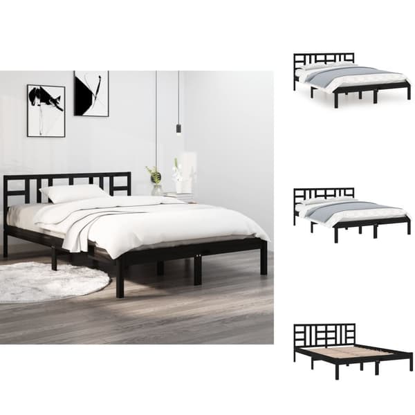 Senge & sengeramme - Living sengeramme 200x200 cm massivt træ sort