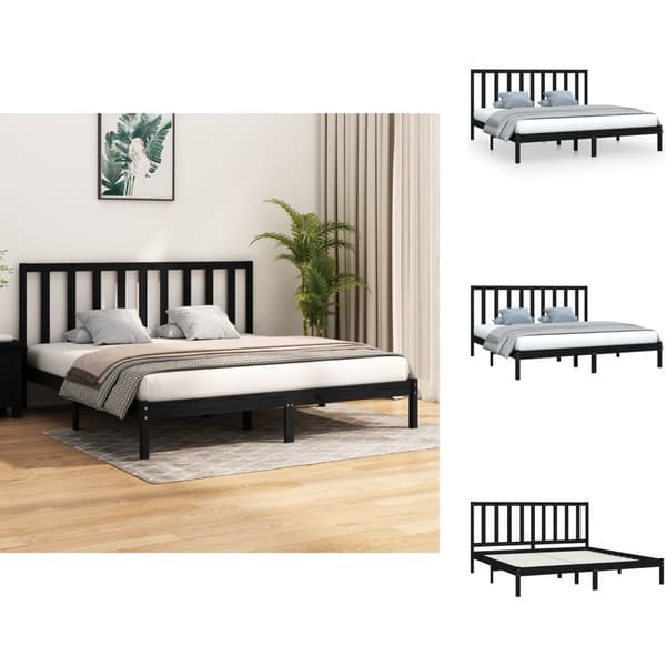 Senge & sengeramme - Living sengeramme 200x200 cm massivt fyrretræ sort