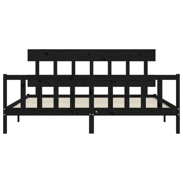 Senge & sengeramme - Living sengeramme med sengegavl 200x200 cm massivt træ sort
