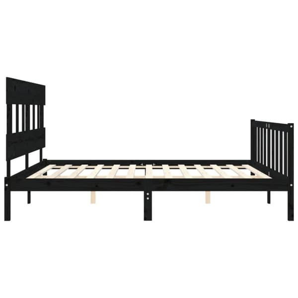 Senge & sengeramme - Living sengeramme med sengegavl 200x200 cm massivt træ sort