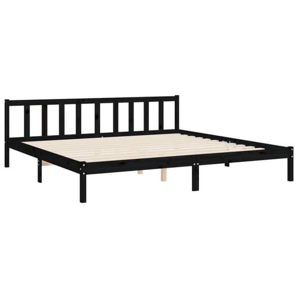 Senge & sengeramme - Living sengeramme med sengegavl 200x200 cm massivt træ sort