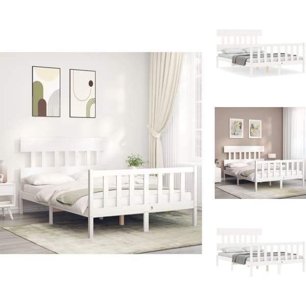 Senge & sengeramme - Living sengeramme med sengegavl 140x190 cm massivt træ hvid