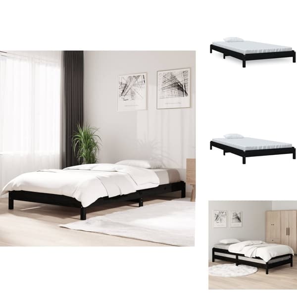 Sängyt & sängynrungot - Living Pinottava sänky musta 80x200 cm täysi mänty