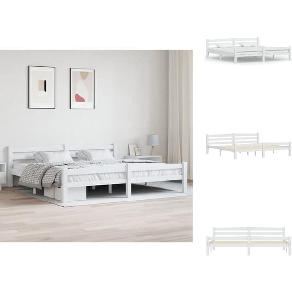 Senge & sengeramme - Living sengestel 200x200 cm massivt fyrretræ hvid
