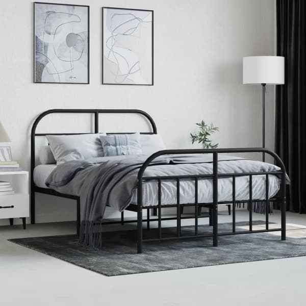 Senge & sengeramme - Living sengeramme med sengegavl og fodgærde 120x190 cm metal sort