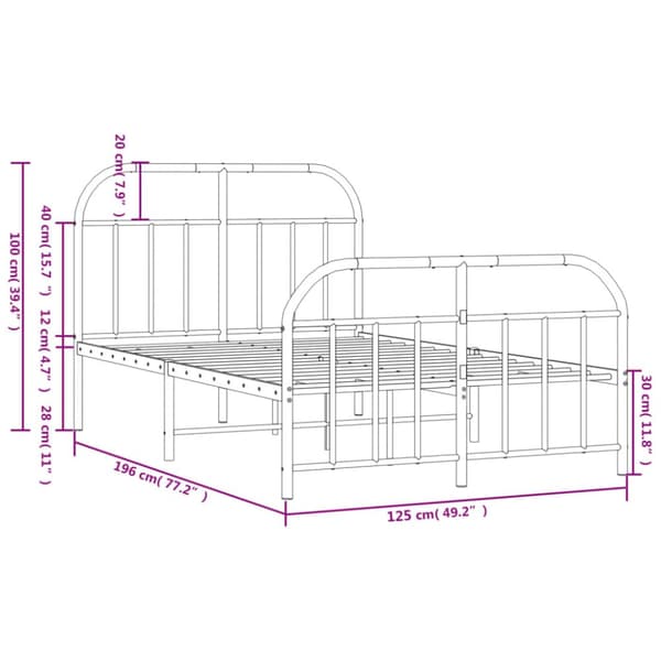 Senge & sengeramme - Living sengeramme med sengegavl og fodgærde 120x190 cm metal sort