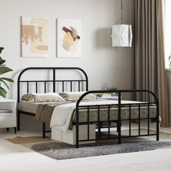Senge & sengeramme - Living sengeramme med sengegavl og fodgærde 120x190 cm metal sort
