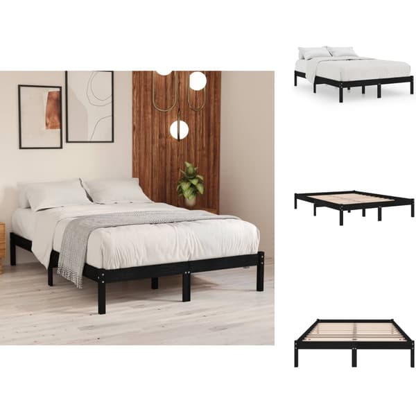 Senge & sengeramme - Living sengestel 200x200 cm massivt fyrretræ sort