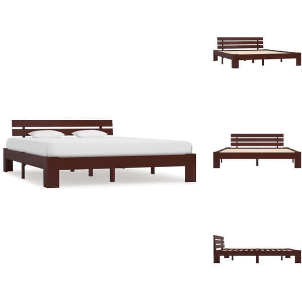 Senge & sengeramme - Living sengestel massivt fyrretræ 180 x 200 cm mørkebrun