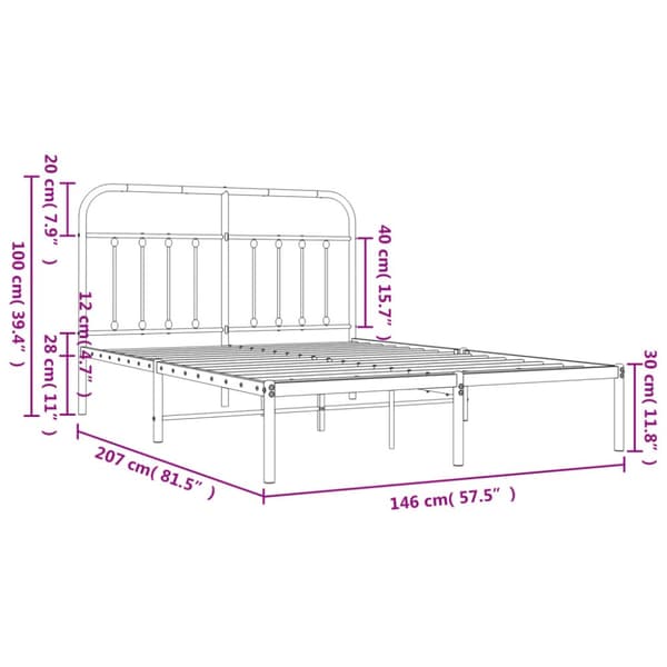 Senge & sengeramme - Living sengeramme med sengegavl 140x200 cm metal hvid
