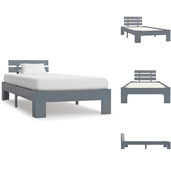 Senge & sengeramme - Living sengestel massivt fyrretræ 100 x 200 cm grå