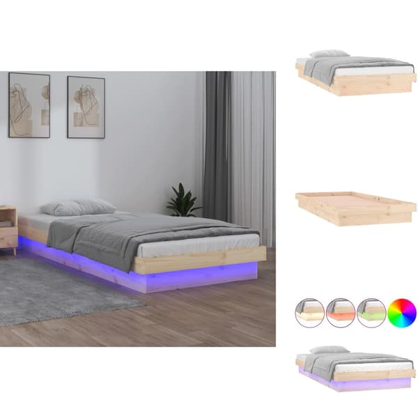 Sängyt & sängynrungot - Living Sängynrunko LED-valoilla 90x200 cm täysi puu