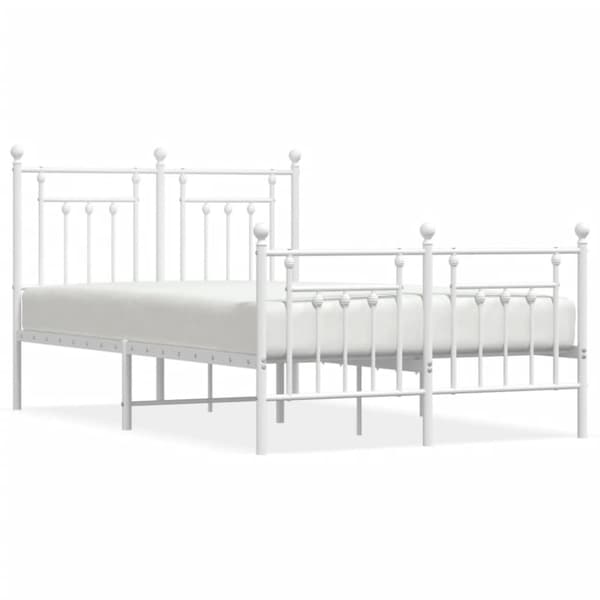 Senge & sengeramme - Living sengeramme med sengegavl og fodgærde 120x200 cm metal hvid