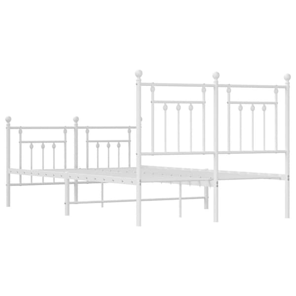 Senge & sengeramme - Living sengeramme med sengegavl og fodgærde 120x200 cm metal hvid