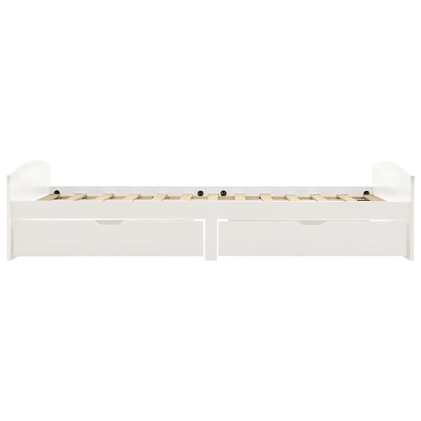 Senge & sengeramme - Living sengestel med 2 skuffer 90x200 cm massivt fyrretræ hvid