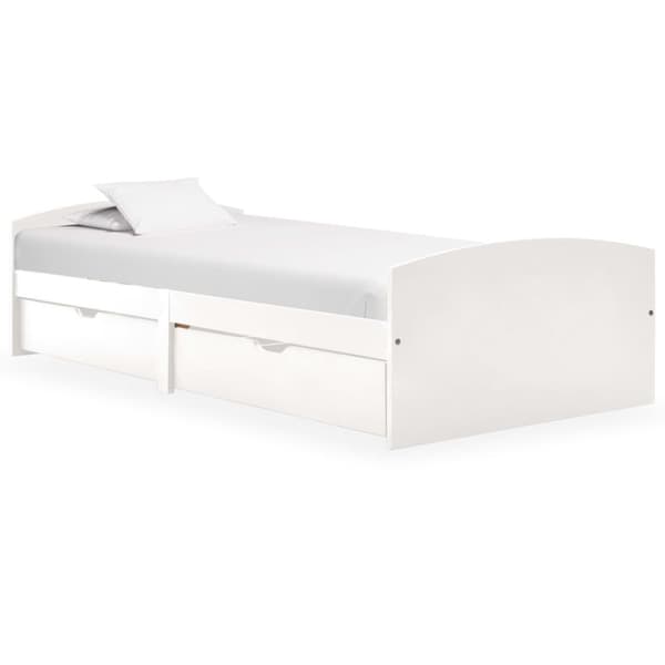 Senge & sengeramme - Living sengestel med 2 skuffer 90x200 cm massivt fyrretræ hvid
