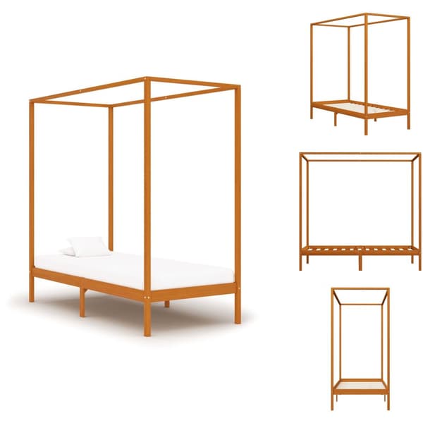 Senge & sengeramme - Living sengestel til himmelseng 100x200 cm massivt fyrretræ gyldenbrun