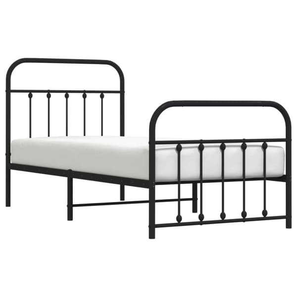 Sängyt & sängynrungot - Living Metallinen sängynrunko päädyillä musta 90x190 cm