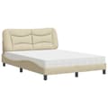Miniatyrbillede 2 af 11: vidaXL Seng med madras 140x200 cm stof cremefarvet