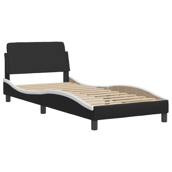 vidaXL Säng med madrass svart och vit 90x200 cm konstläder