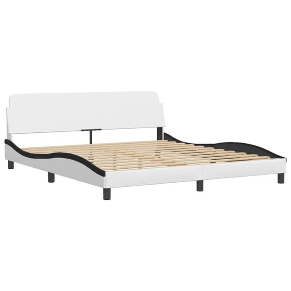 vidaXL seng med madras 180x200 cm kunstlæder hvid og sort