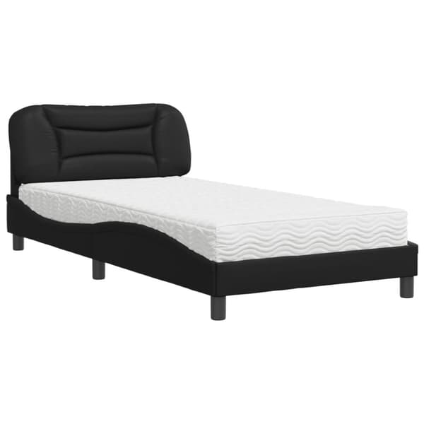 vidaXL seng med madras 100x200 cm kunstlæder sort