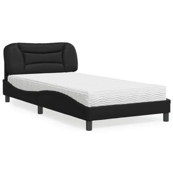 vidaXL seng med madras 100x200 cm kunstlæder sort