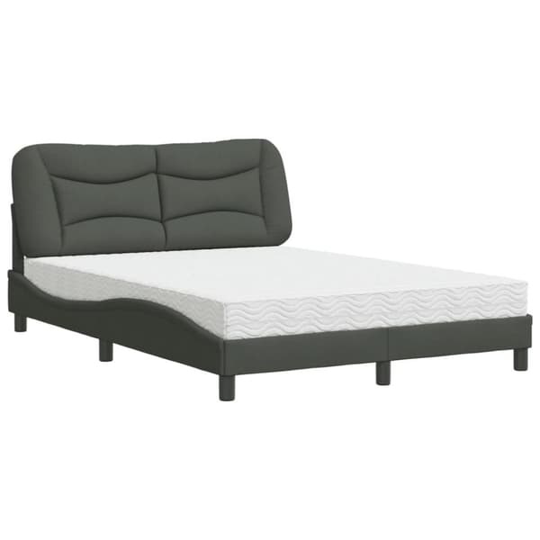 vidaXL Säng med madrass mörkgrå 120x200 cm tyg