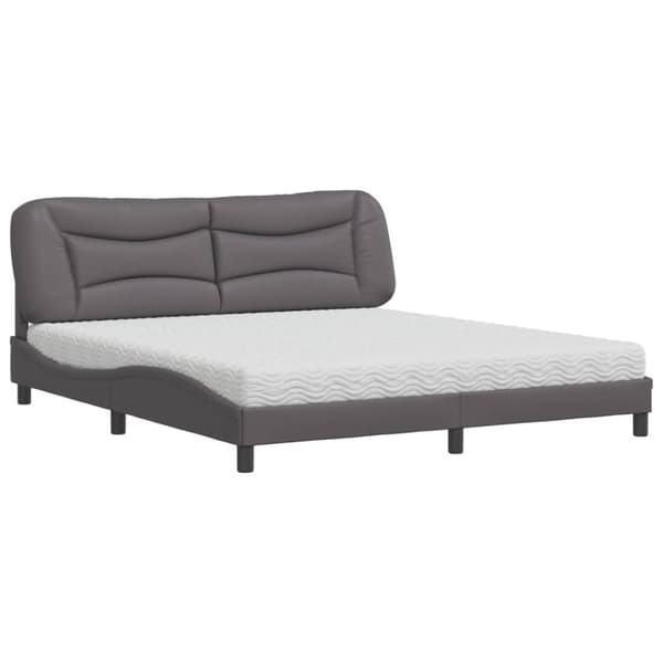 vidaXL seng med madras 180x200 cm kunstlæder grå