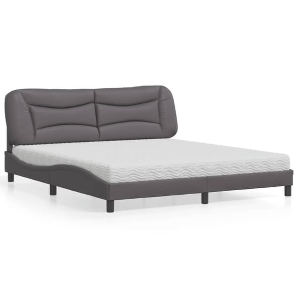 vidaXL seng med madras 180x200 cm kunstlæder grå