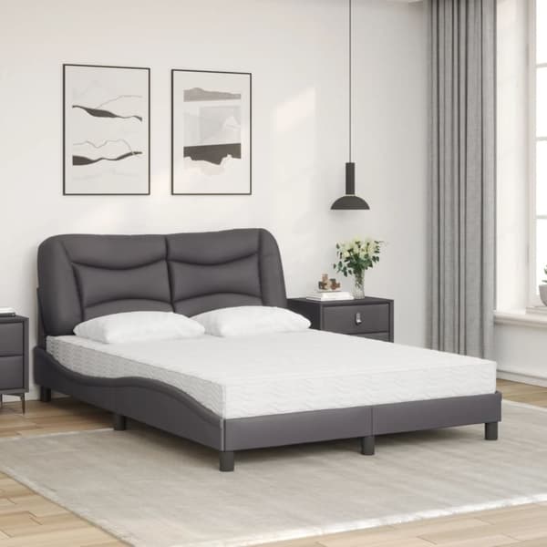 vidaXL seng med madras 120x200 cm kunstlæder grå