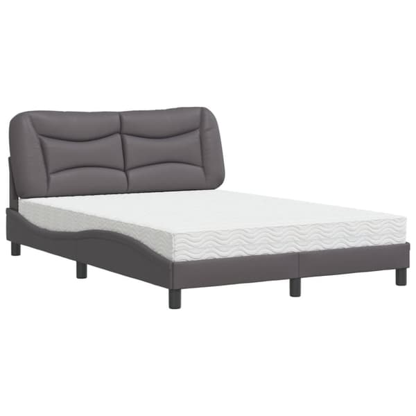 vidaXL seng med madras 120x200 cm kunstlæder grå