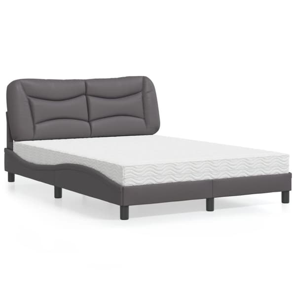 vidaXL seng med madras 120x200 cm kunstlæder grå