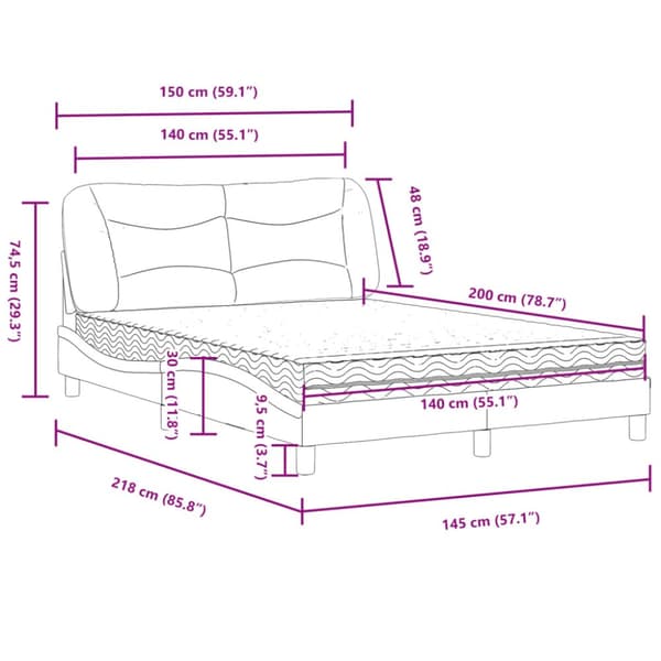 vidaXL seng 140x200 cm kunstlæder cappuccinofarvet