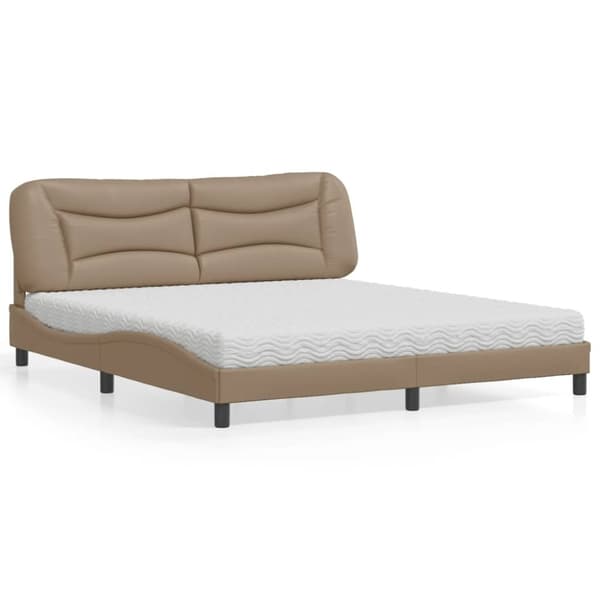 vidaXL seng med madras 180x200 cm kunstlæder cappuccinofarvet