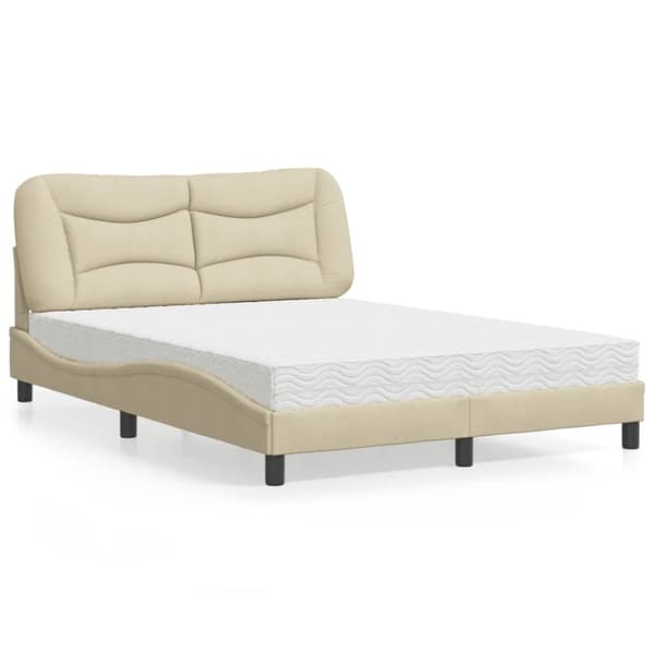 vidaXL Seng med madras 120x200 cm stof cremefarvet