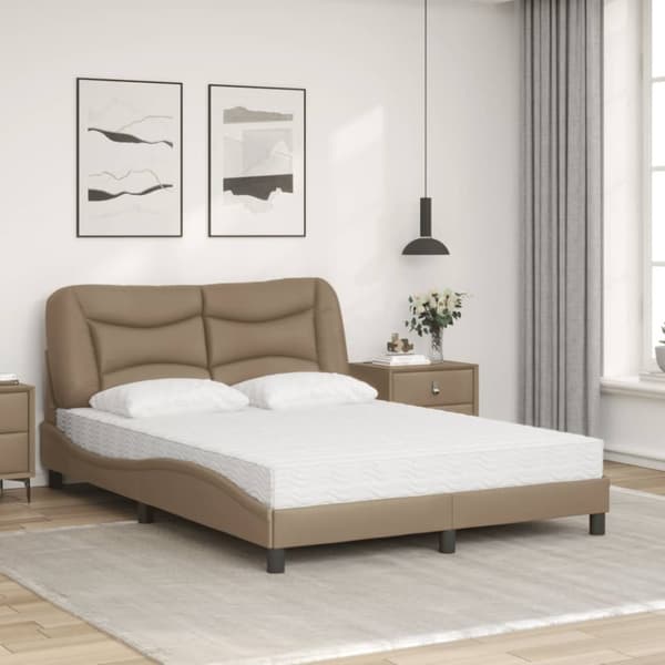 vidaXL seng 120x200 cm kunstlæder cappuccinofarvet