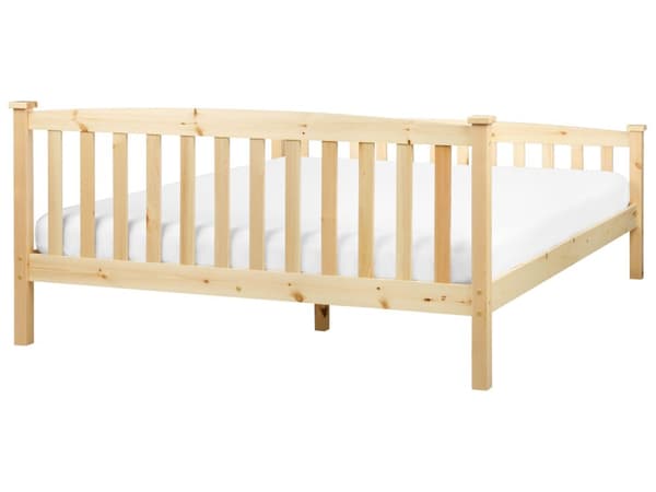 Sängram för Dubbelsäng Tall Ljust Trä 160 x 200 cm Bottenplatta Naturliga Sovrumsmöbler
