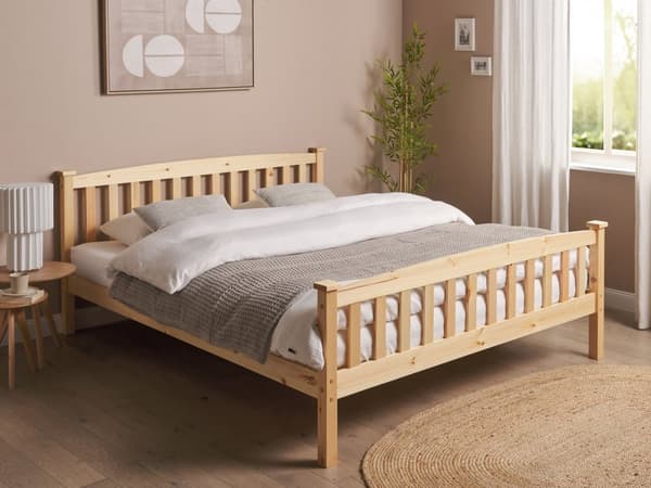 Sängram för Dubbelsäng Tall Ljust Trä 160 x 200 cm Bottenplatta Naturliga Sovrumsmöbler