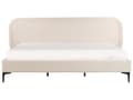 Miniatyrbillede 4 af 10: Seng lys beige velour betrukket beklædning ramme 180 x 200 cm sengegavl moderne stil