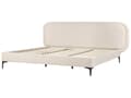 Miniatyrbillede 6 af 10: Seng lys beige velour betrukket beklædning ramme 180 x 200 cm sengegavl moderne stil