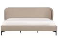 Miniatyrbillede 4 af 10: Seng beige velour betrukket beklædning ramme 180 x 200 cm sengegavl moderne stil