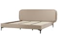 Miniatyrbillede 6 af 10: Seng beige velour betrukket beklædning ramme 180 x 200 cm sengegavl moderne stil